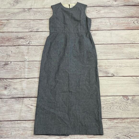 Apiece Apart Tailored Back Slit Sheath Sleeveless Midi Dress Chambray Size 8 - Picture 1 of 9
